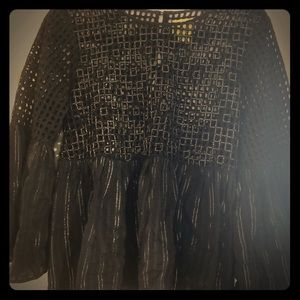 Anthropologie Maeve black & silver netted peplum